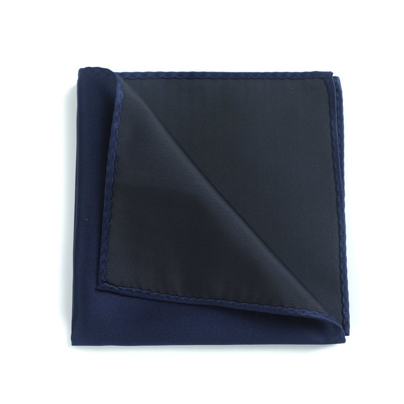 fortunatever Mens Solid Satin Neckties With Gift Box+Pocket Square(Navy Blue) - Image 4